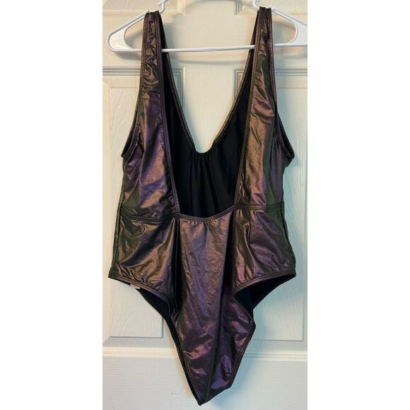 NWT Sports Illustrated Rebel Plunge Iridescent One Piece Swimsuit Size 18 - Picture 3 of 10
